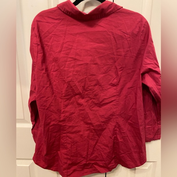 JG Hook size 1X dark pink 3/4 sleeve button down shirt - Picture 2 of 6